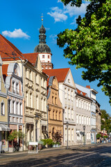 Obraz premium Sunny afternoon in the old town of Cottbus with well-preserved architecture