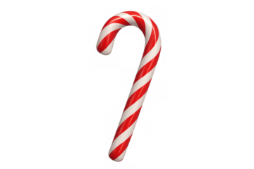 Red and white candy cane rotating on transparent background