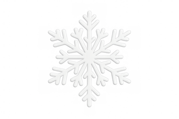 White snowflake flaking on transparent background for winter design