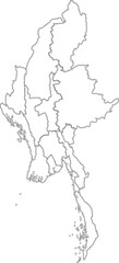 Outline Masp of Myanmar with Internal Regions