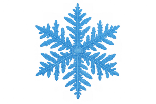 Blue snowflake shining on transparent background for winter design