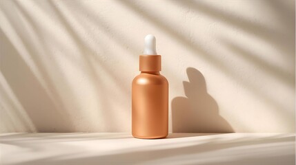 Minimalist Dropper Bottle with Sunlit Palm Shadow