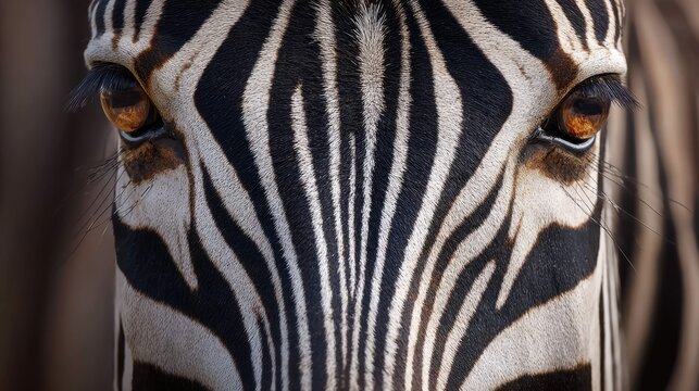 this is a close up image of a zebra's head with a neutral background. the zebra features its distinctive stripes in white and black, as well as one of its eyes partially visible