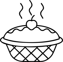 Simple Black and White Line Art of Apple Pie in a Dish, Minimalist Dessert Vector, Classic Pie Illustration, Holiday Apple Pie Design