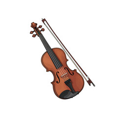 Fototapeta premium Musical instrument violin with strings and bow for orchestra concept