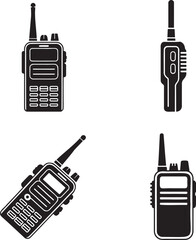 Walkie talkie silhouette set vector illustration isolated On Transparent Background