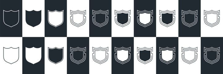 Shield set. collection shield security line icons, sign, logo or emblem. Vector illustration
