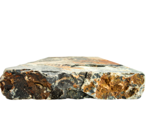 A Rock Shelf for a Product Display, Showing a Wide Angled Perspective with Close Middle Focus to the Natural Stone Detail Isolated on a White Background.
