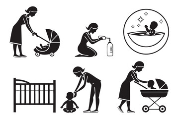 Motherhood and baby care icons