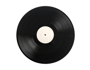 Gramophone vinyl record isolated on white background. Top view