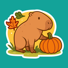 Capybara Autumn Set Cute Illustration Sticker Pack