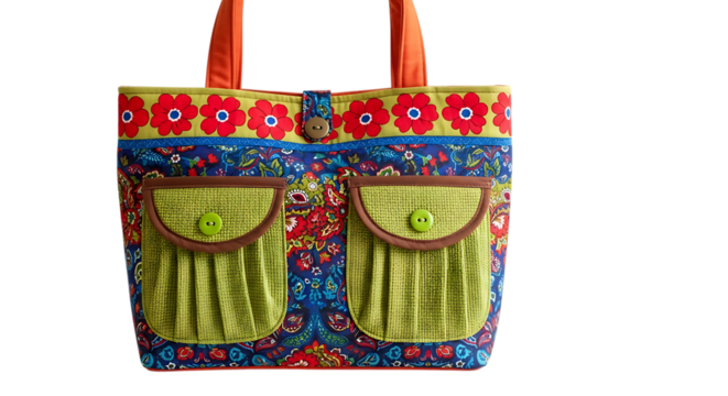 Colorful floral tote bag with happy, vibrant design