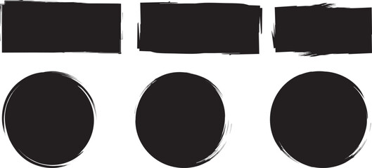 Rectangle Brush stroke, ink paint brush, grunge box. Grunge round shape.Black square shapes with brush borders.