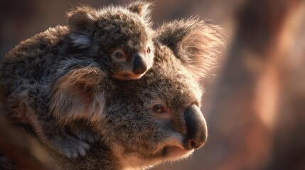 Obraz premium two koalas in an outdoor setting