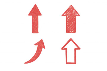 Red arrows curving upward, hand-drawn with crayon texture, positioned against transparent backdrop