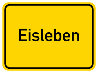 Illustration of a city entrance sign for the city of Eisleben