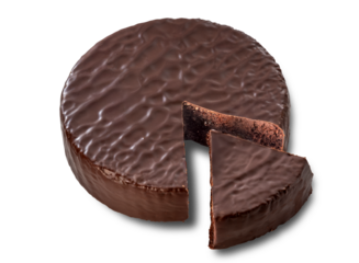 Sacher torte, Austrian sacher  chocolate cake  with cut slice, isolated