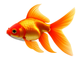  Dynamic Comet Goldfish, Fiery Orange, Energetic Swimming Motion, 3D Render, Isolated.