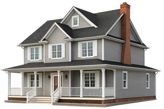 Modern Gray Colonial House Exterior Design