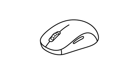 Computer Mouse Line Art Illustration on White Background