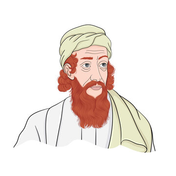 Great greek scientist and philosopher pythagoras flat vector illustration