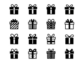 Gift Box Icons Set – Present Package Symbols for Celebration and Design