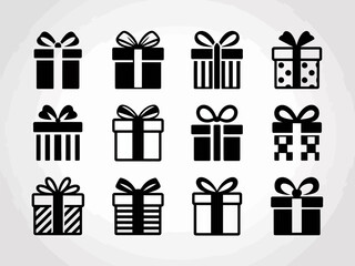 Gift Box Icons Set – Present Package Symbols for Celebration and Design