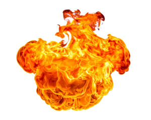 red yellow hot burning fire ball flame isolated on white background PNG,AI GENERATED