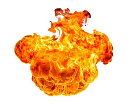 red yellow hot burning fire ball flame isolated on white background PNG,AI GENERATED