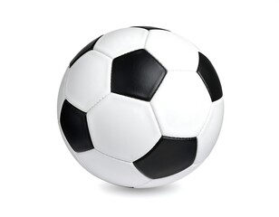 Obraz premium A black and white soccer ball, isolated on white
