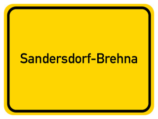 Illustration of a city entrance sign for the city of Sandersdorf-Brehna