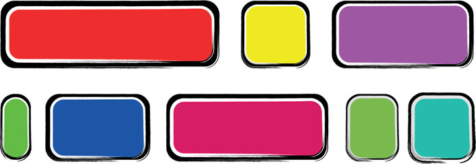 Abstract Set of Rough Grunge Rectangle Borders with Brush Stroke Lines – Colorful Torn Paper Vectors for Posters, Labels, and Modern Graphics