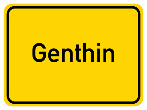 Illustration of a city entrance sign for the city of Genthin