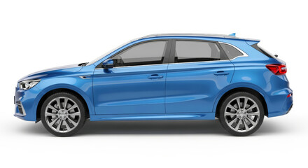 Obraz premium Sleek blue crossover SUV showcases modern design and urban mobility, perfect for daily commutes
