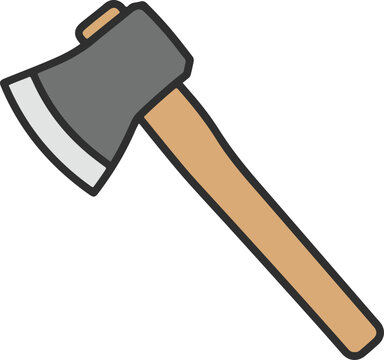 recommend clip art: Simple Line Art Style Axe Equipment for Woodworking Tool Illustration