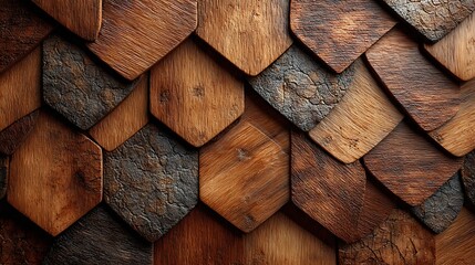 Close-up view of a wooden surface with a repeating geometric pattern, showcasing texture and detail.