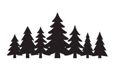 Silhouette Pictogram Set of Christmas Tree Icons Vector Design for Winter Festivities