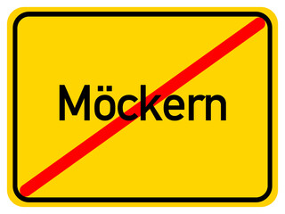 Illustration of a city exit sign for the city of Möckern