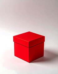 Red square gift box on white background