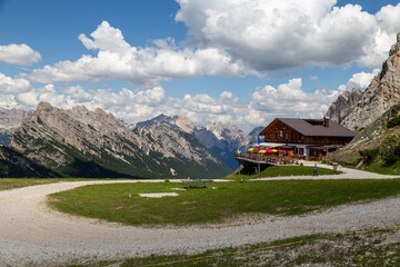 View of Rifugio Son Forsa. Dolomites. Italy.