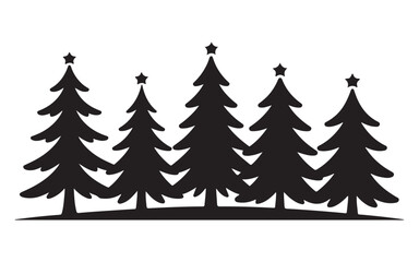 Obraz premium Set of Christmas Tree Pictogram Icons Silhouette Vector Illustration for Holiday Decoration