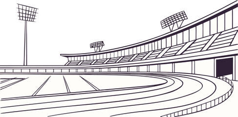 Detailed sketch of a large modern sports stadium