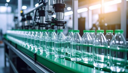 Automated bottling line in a modern factory