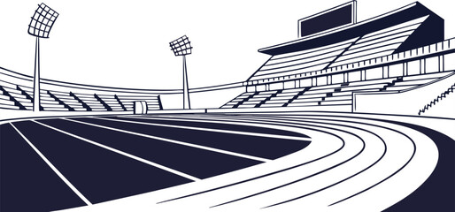 Detailed sketch of a large modern sports stadium