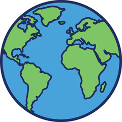 Fototapeta premium Flat Simple Style Earth Globe Continent Geography World Illustration