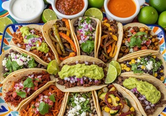 A vibrant assortment of deliciously prepared tacos