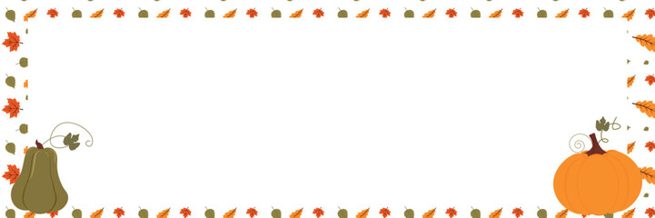 Fototapeta premium Banner autumn with leaf and pumpkins.