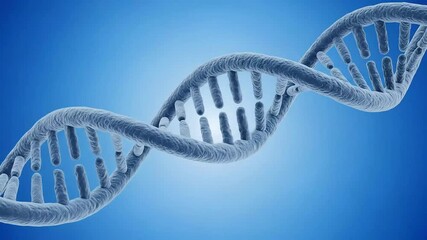 Closeup of DNA double helix structure with blue background illustrating genetic science and molecular biology - Powered by Adobe