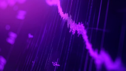 Abstract Digital Purple Stock Chart with Dynamic Waves and Lines Visualization - Powered by Adobe