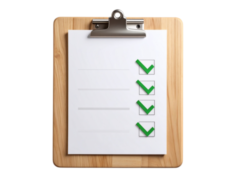 3D Rendered Clipboard Checklist Icon with Raised Checkmarks and Metallic Clip, Realistic Style, Isolated PNG